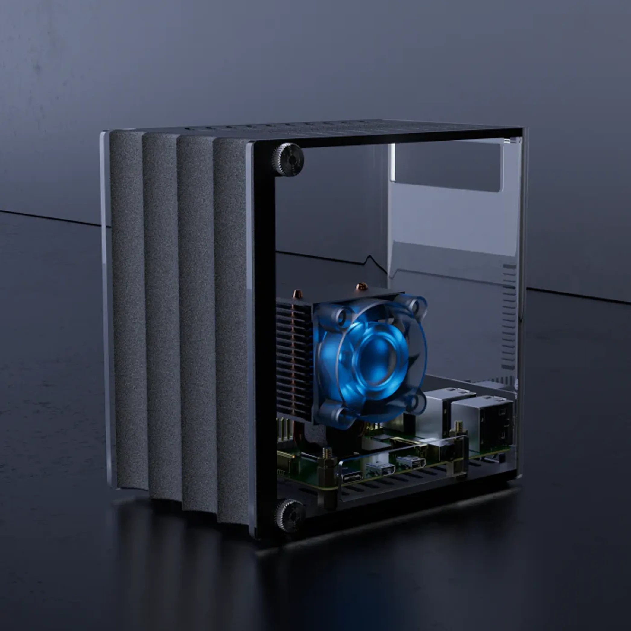 Vilros Reveal Raspberry Pi desktop tower case with transparent side panel